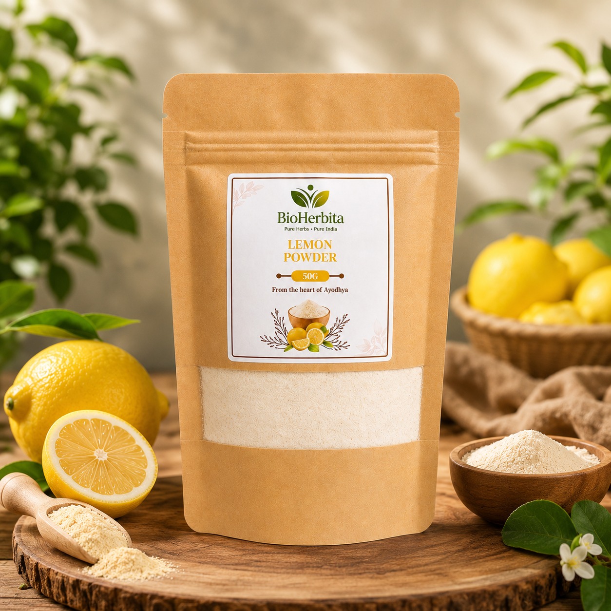 BioHerbita Dehydrated Lemon Powder — tangy, versatile, preservative-free